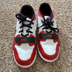Kids Nike Air Jordan’s red, black, white, low top, tie closure, size 2.5Y